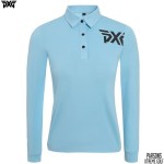 PXG 5종 여성 기본 로고 긴팔 카라 티셔츠